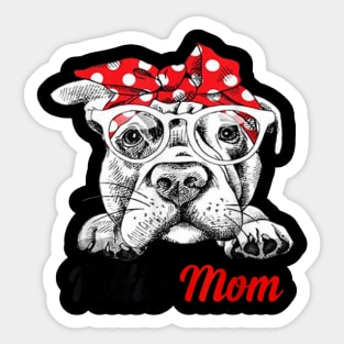 Pittie Mom With Red Bandana Headband Dog Mom Mothers Day Sticker